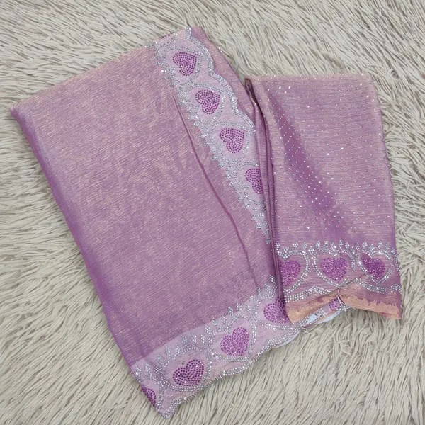 Premium Fendy Silk Pastel Saree with Multi-Colour Stone Work | SR90
